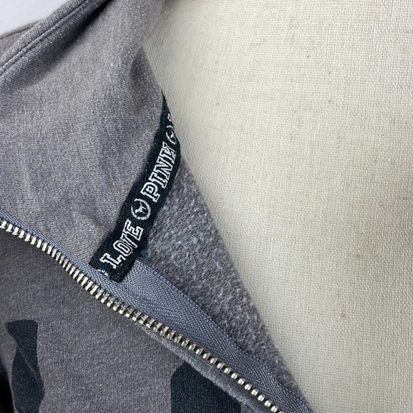 PINK 3/4 Zip Pullover Shirt SZ XS Love Pink on front Pockets Gray Black Letters - Picture 9 of 11